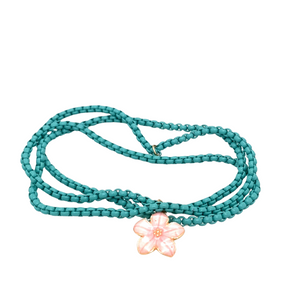 Turquoise kinder ketting met bloem hanger