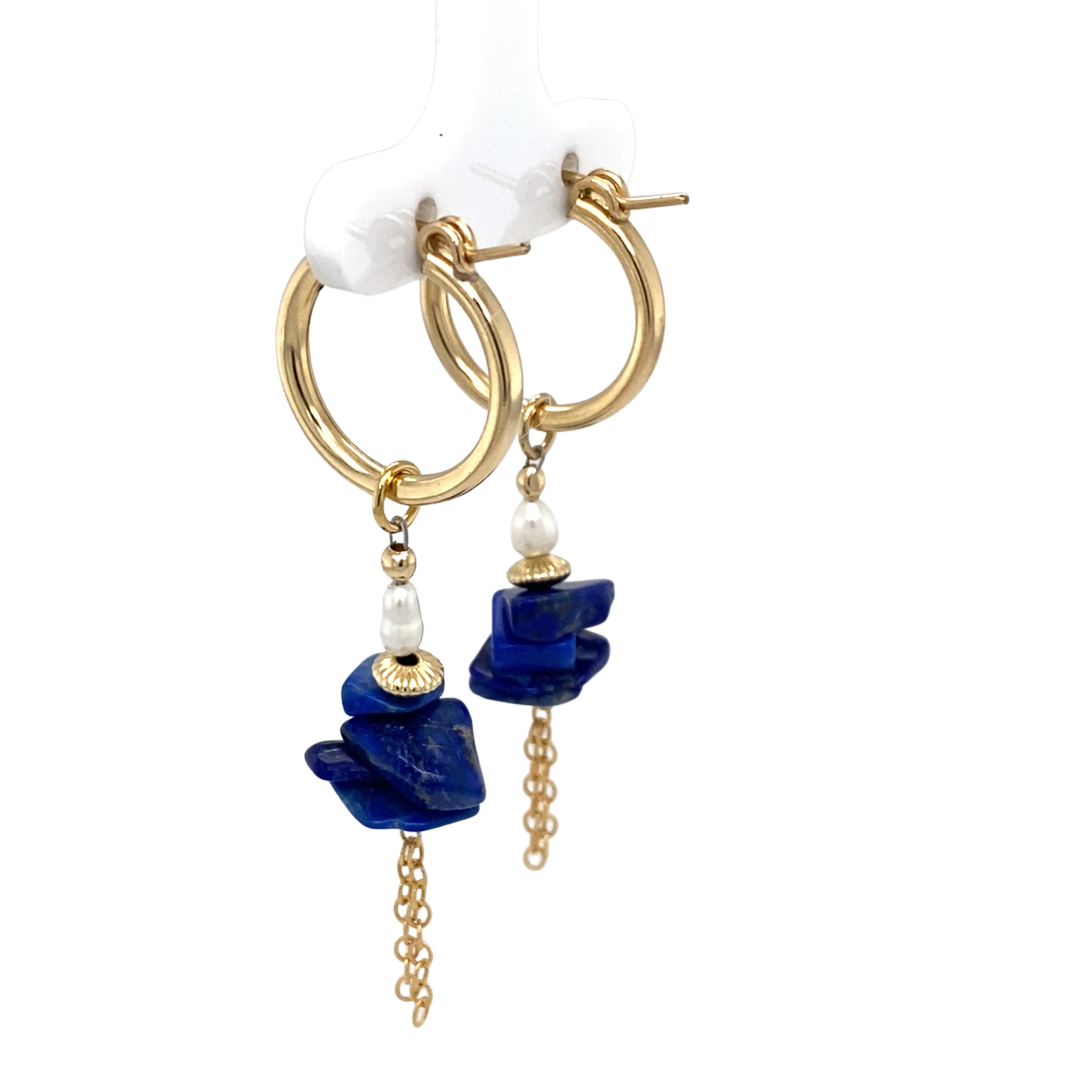 Ocean Lapis Lazuli and pearl oorbellen