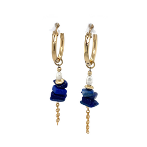 Ocean Lapis Lazuli and pearl oorbellen