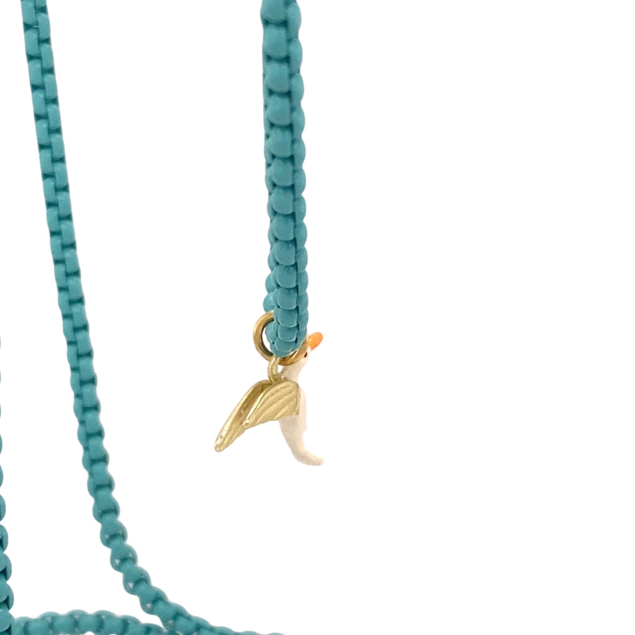 Turquoise kinder ketting met colobri hanger