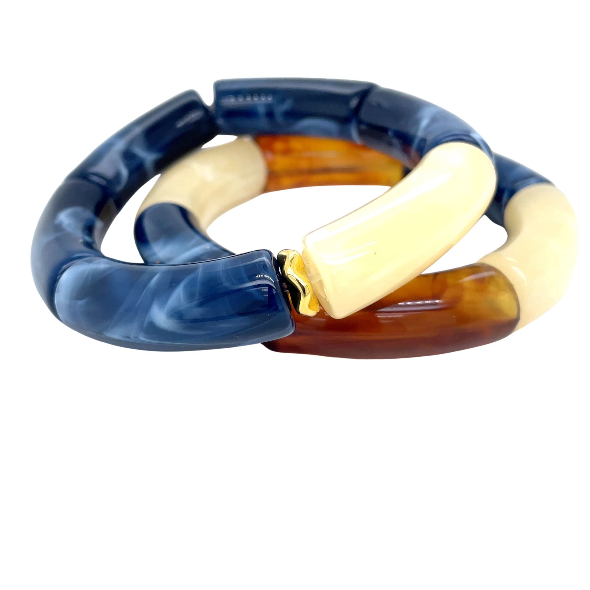 Tube kralen armband - Blue marble Set