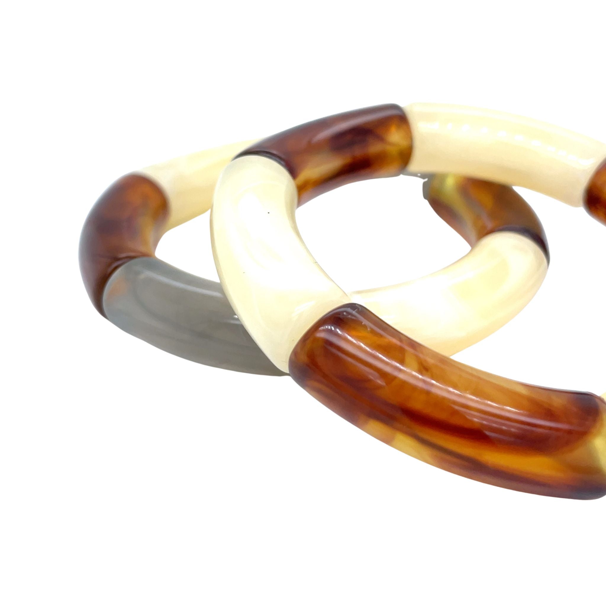 Tube kralen armband - Grey marble Set