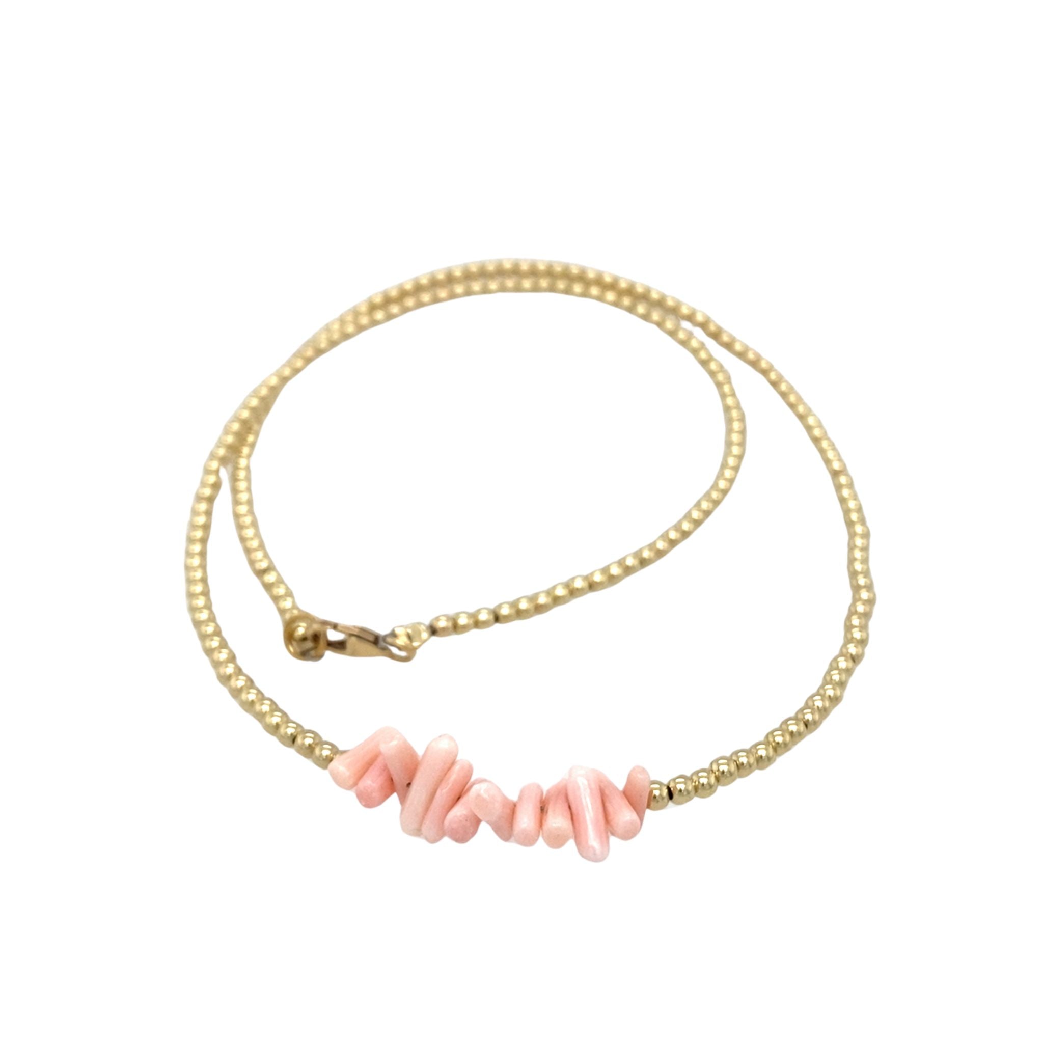 Balletjes ketting roze koraal chips