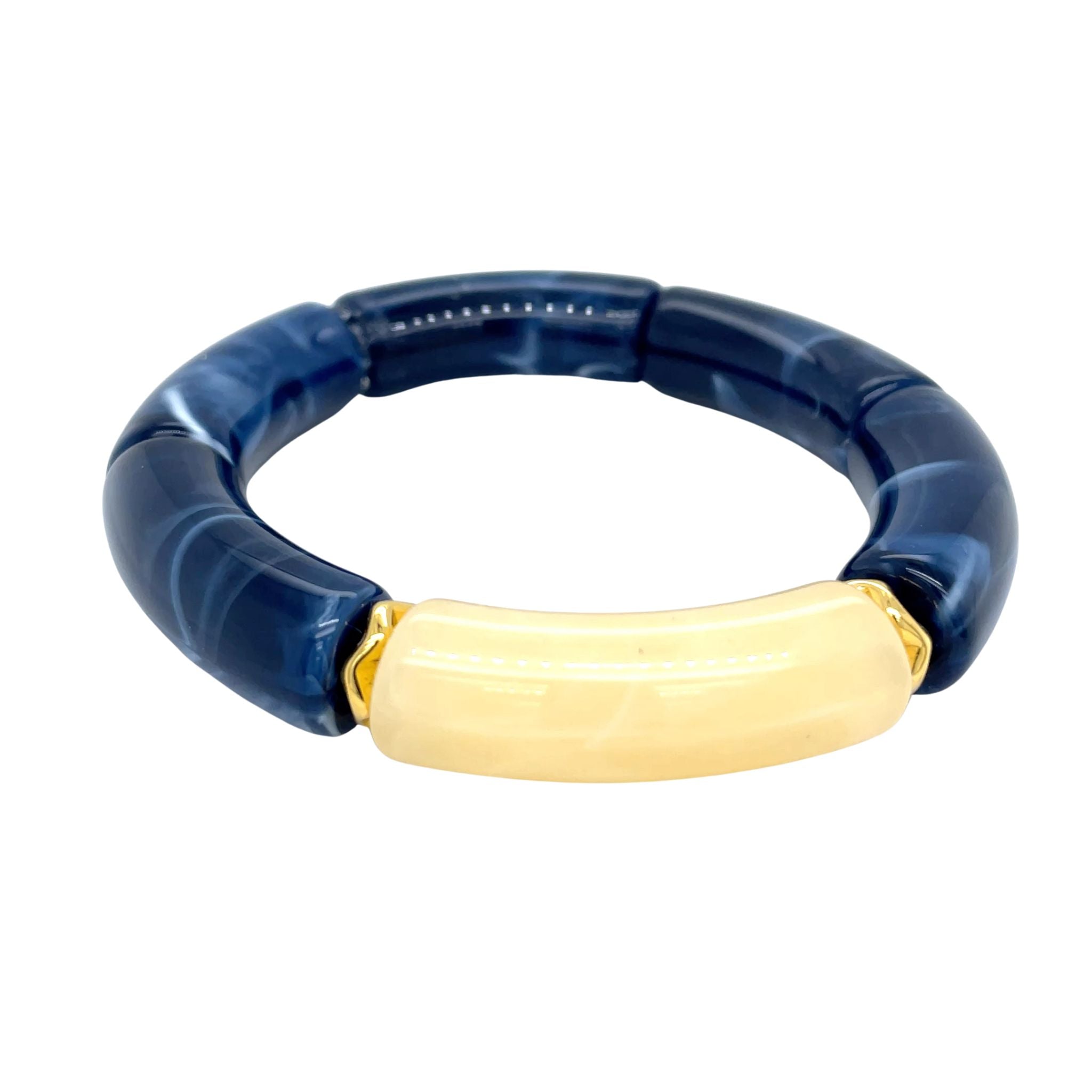 Tube kralen armband - Blue marble Set