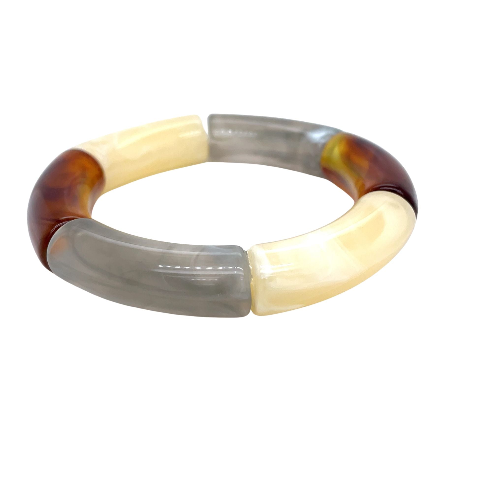 Tube kralen armband - Grey marble Set