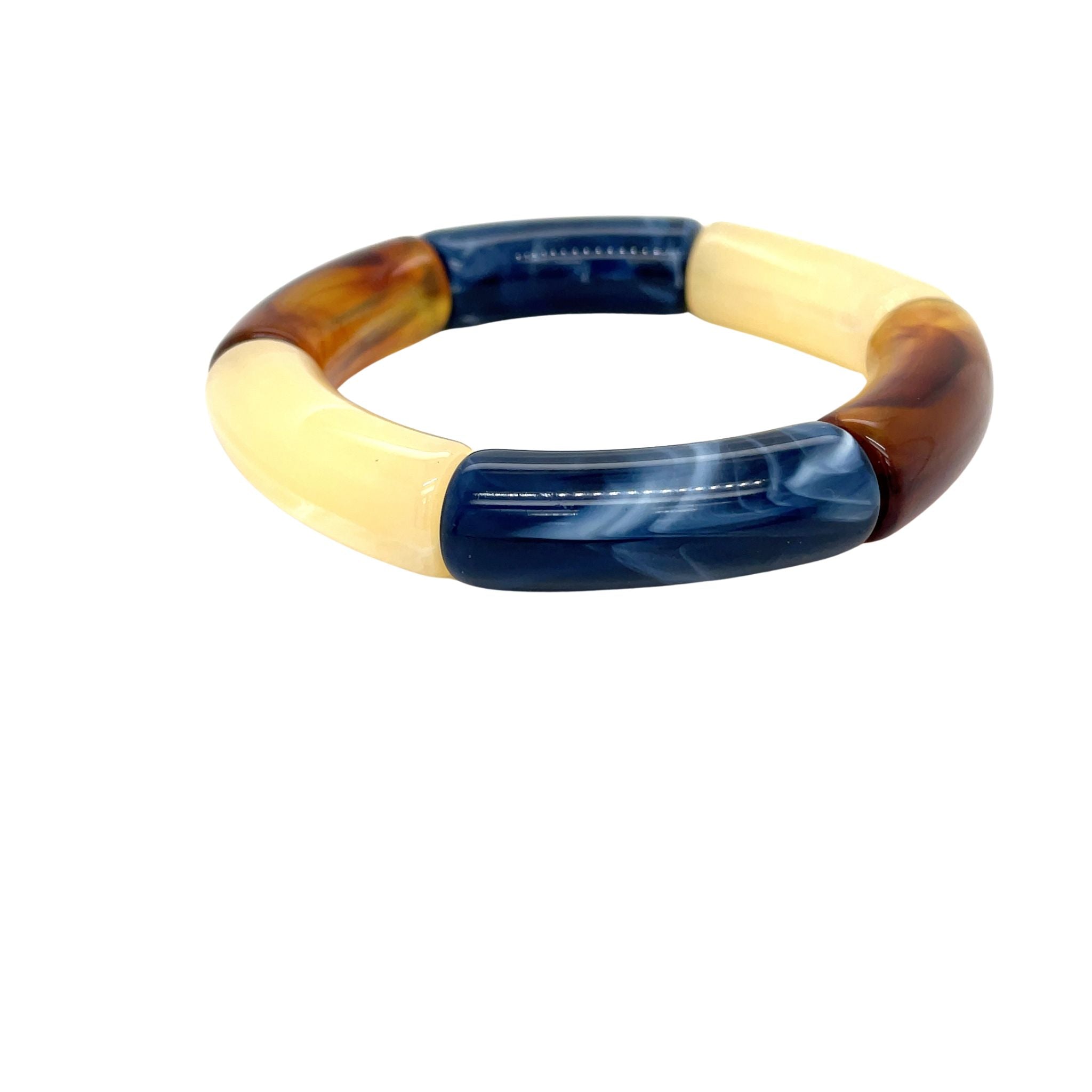 Tube kralen armband - Blue marble Set