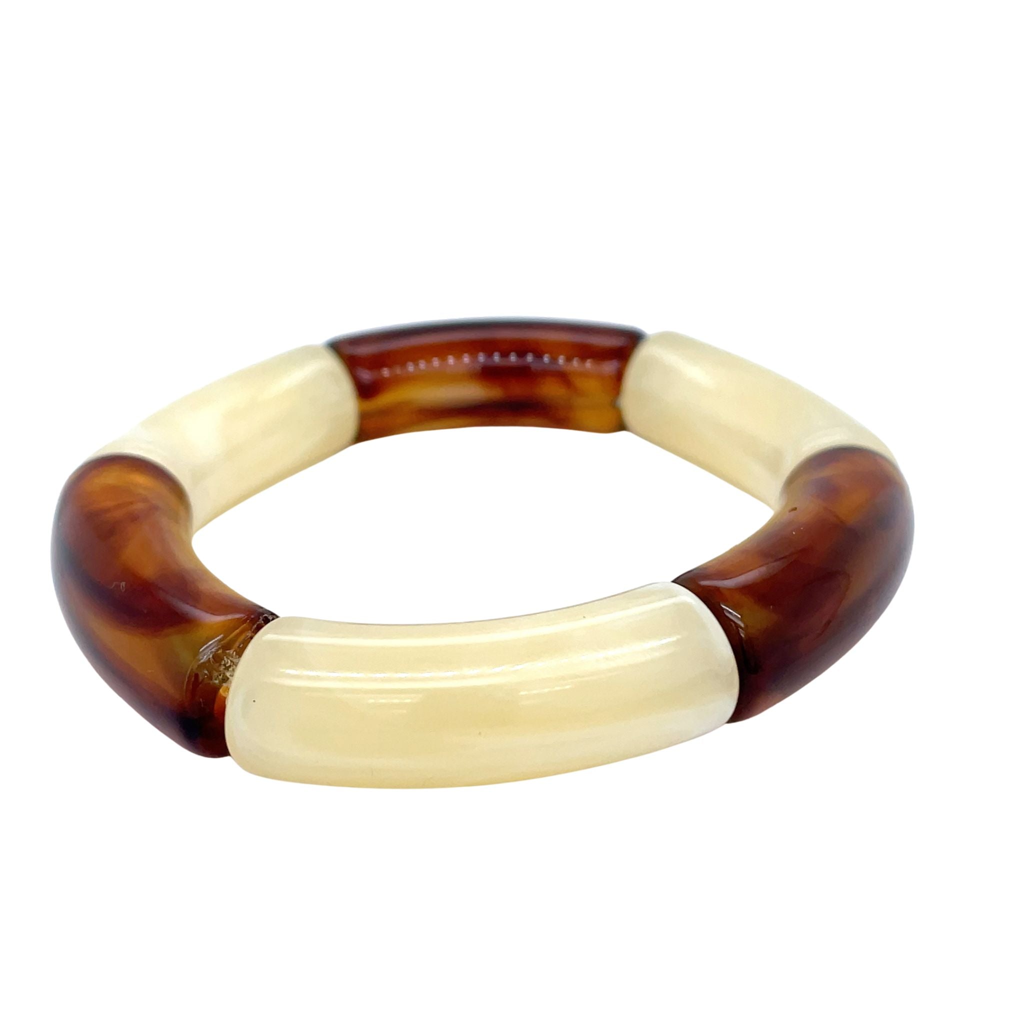 Tube kralen armband - Blue and brown marble Set
