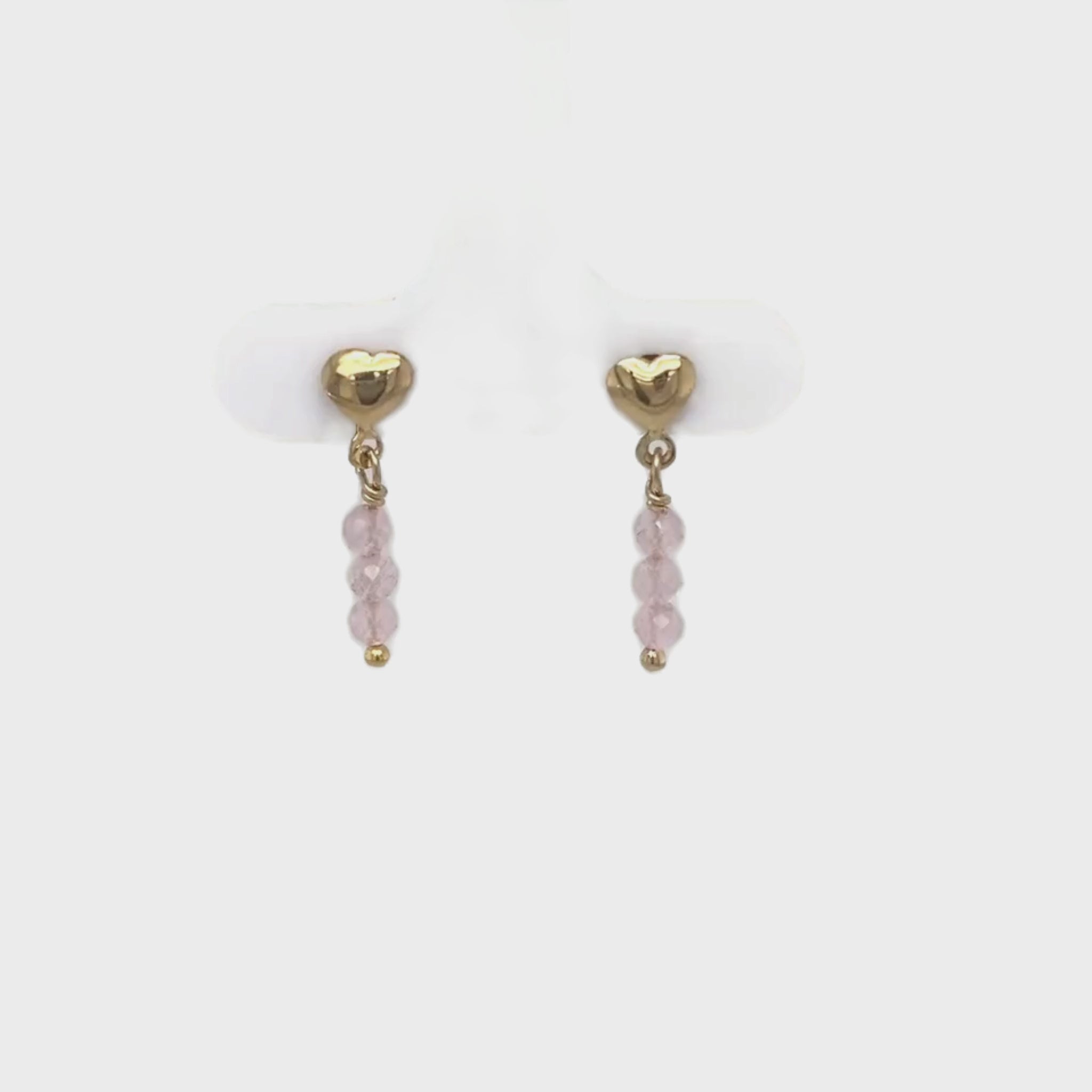 Oorstekers heart studs Rozenkwarts