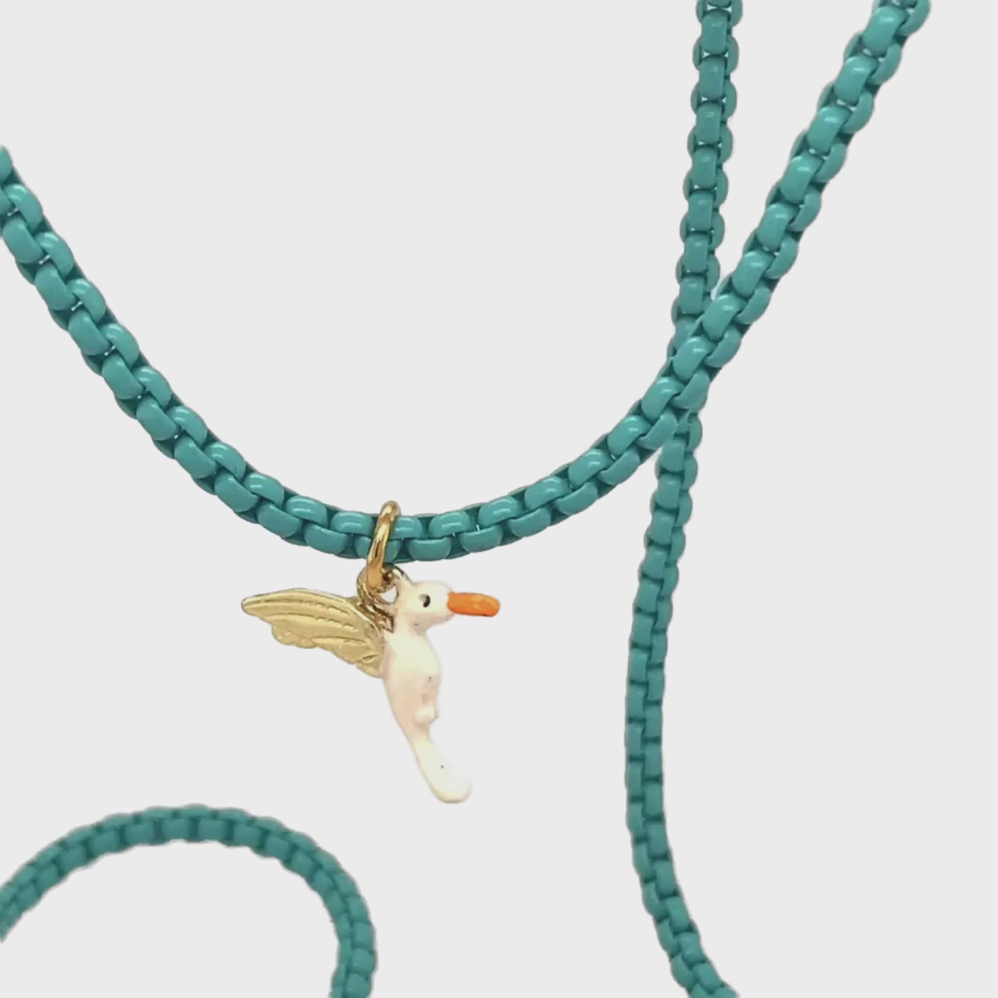 Turquoise kinder ketting met colobri hanger